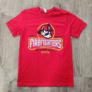 Firefighters Banana Ball Baseball Red Short Sleeve T-Shirt Mens Size Medium